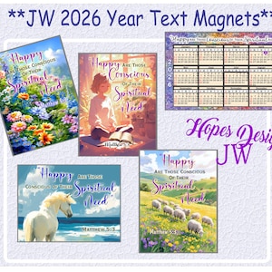 JW 4"x3" & 4"x6" Refrigerator Magnets - 2026 Year Text - English Spanish - JW Gifts