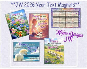 JW 4"x3" & 4"x6" Refrigerator Magnets - 2026 Year Text - English Spanish - JW Gifts