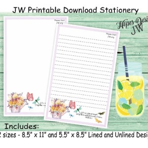 Cancelleria per lettere JW - file digitali PDF e WORD istantanei/design di bouquet di annaffiatoio/forniture per ministeri JW - stampa a casa