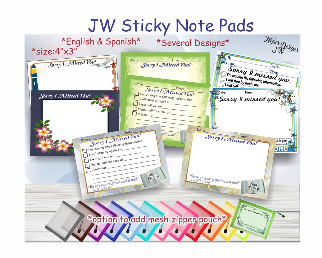 JW Ministry Sticky Notes Sorry I Missed You Visit - Etsy