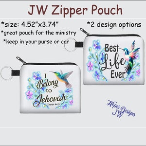 Pochette à glissière JW Ministry - 2 modèles - J'appartiens à Jéhovah - La meilleure vie de tous les temps/cadeau de baptême des pionniers jw/cadeaux jw/porte-cartes/ministère JW/jw.org