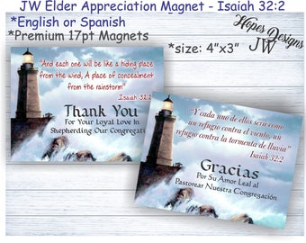 JW Elder Refrigerator Magnets - 4"x3" - English Spanish - JW Gifts