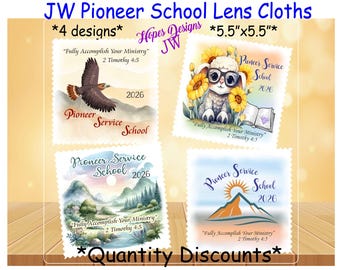 JW Pioneer Service School Lens Cloths - 4 Designs (5.5"x5.5")