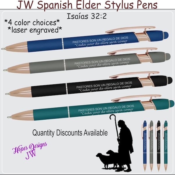 JW SPANISH Elder stylus pens Isaías 32:2/JW gifts/elder appreciation/elder school/jw ministry/jw letter writing/Spanish elder gift