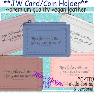 Porte-cartes de visite gravé au laser en cuir végétalien JW - cartes de visite jw - cadeau de baptême pionnier du ministère jw - meilleure vie de tous les temps - cadeaux jw