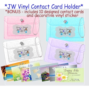 Ministère JW - Étui pour cartes de visite en vinyle premium - 10 cartes de visite Enjoy Life Forever en prime - JW Gifts Pioneer Baptism Service Year