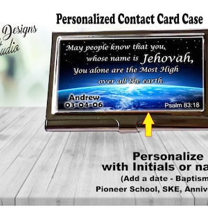 Cas de carte de contact du ministère de JW/Psalm 83:18 vue de terre /personalize/pioneer gift/baptism gift/convention/business cardholder/jw gifts/jw.org