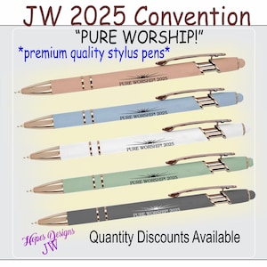 Bolígrafos con punta de aguja JW 2025 Pure Worship - Bolígrafo para convenciones JW - Ministerio JW - Escritura de cartas JW - Regalos JW - Regalo de bautismo - Regalo para convenciones de pioneros
