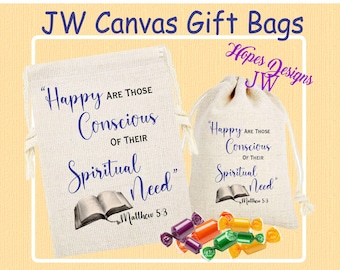 Sacchetti regalo in tela con testo dell'anno JW 2026: Regali per il ministero (10x15 cm) - Inglese Spagnolo