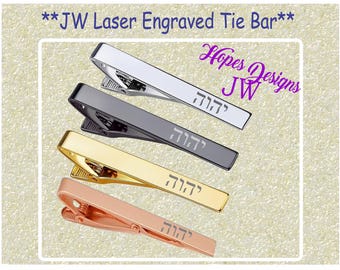 JW Tie Bar: YHWH Engraved -4 Color Finishes - JW Brother Gift