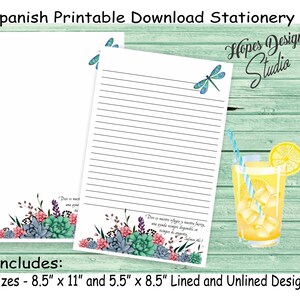 JW SPANISH cancelleria per scrivere lettere - download istantaneo/design floreale libellula/forniture ministero jw - stampa a casa/PDF/file digitale