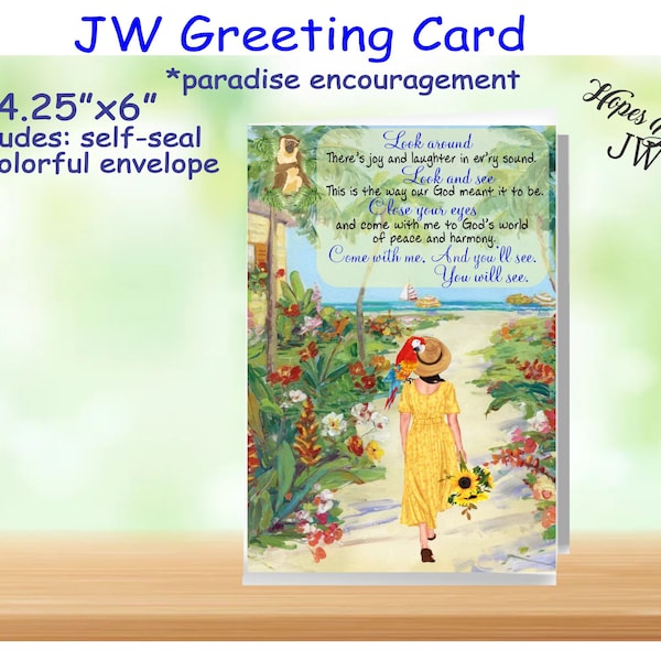 JW gifts - paradise greeting card - come with me/jw ministry/jw.org/jw cards/jw note card/thank you card/jw letter writing