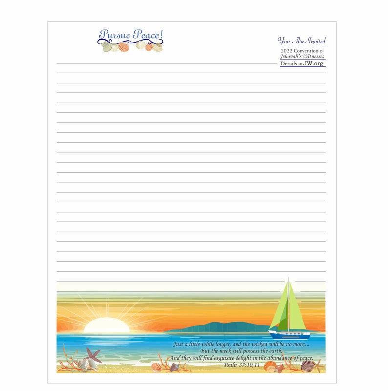 JW 2022 Pursue Peace Convention Digital Stationery 5 Etsy