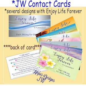 Ministero JW - Biglietti di contatto Enjoy Life Forever - molti design - regalo per l'anno di servizio del battesimo dei pionieri - la vita migliore di sempre - regali JW - biglietti JW