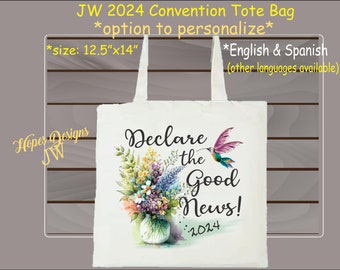 JW 2024 convention tote bag Declare the Good News - option to personalize - special convention - baptism gift - jw gifts- best life ever