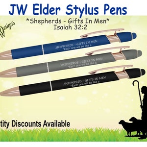 JW Elder stylus pens Shepherds Gifts In Men/Isaiah 32:2/JW gifts/elder appreciation/elder school/jw ministry/jw letter writitng image 1