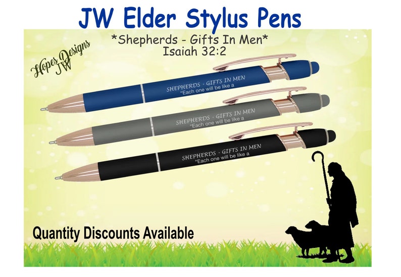 JW Elder stylus pens Shepherds Gifts In Men/Isaiah 32:2/JW gifts/elder appreciation/elder school/jw ministry/jw letter writitng image 1