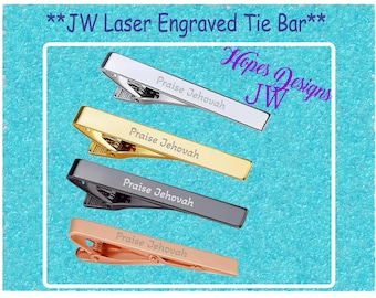 JW Tie Bar: Praise Jehovah Engraved - 4 Color Finishes - JW Brother Gift