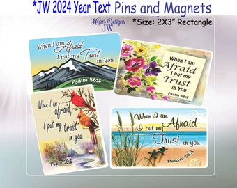 JW Gifts/2024 Year Text/4 designs/rectangle pins and magnets/name badge/baptism pioneer gift/best life ever/jw.org/jw gifts