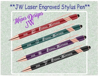 JW Engraved Stylus Pen: 2026 Convention - Deep Red, Green, Purple, Black - JW Gifts