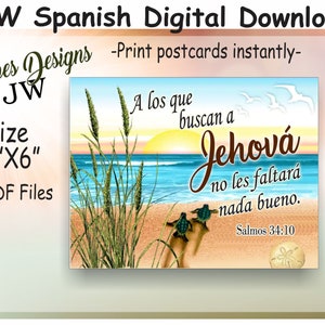 Postal digital JW SPANISH - descarga instantánea/diseño de playa de texto del año 2022 /escritura de cartas en español jw/suministros ministeriales/archivo PDF