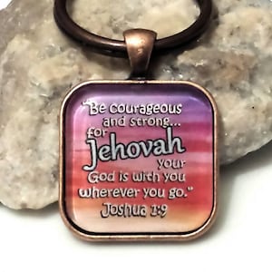 JW gifts/JW key ring silver, copper/&#39;Be courageous and strong&#39;/Joshua 1:9/jw pioneer gift/jw.org/jw baptism gift/jw convention gift/jw stuff