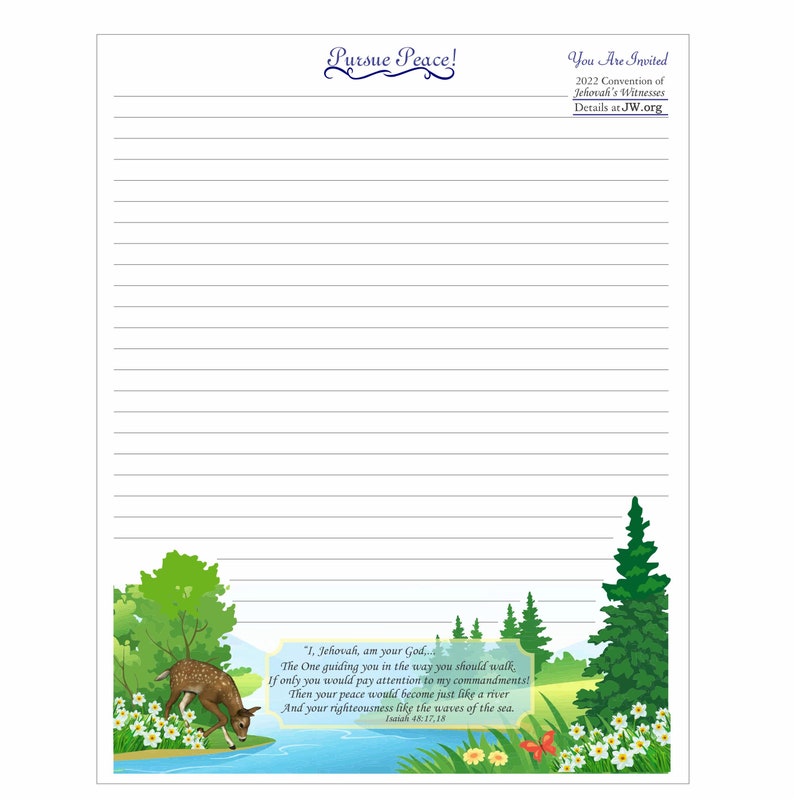 JW 2022 Pursue Peace Convention Digital Stationery 5 Etsy