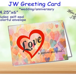 Cadeaux JW - carte de voeux d'anniversaire de mariage - l'amour ne manque jamais/jw Ministry/jw.org/jw cards/jw note card/jw letter writing