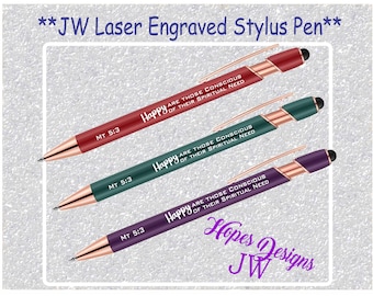 JW Laser Engraved Stylus Pen: 2026 Year Text - Deep Red, Green, Purple - JW Gifts