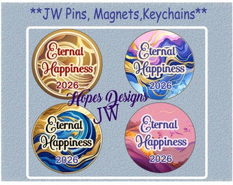 JW 2026 Convention Pin, Magnet, Keychain: 1.5" & 2.25" - 4 designs - JW Gifts