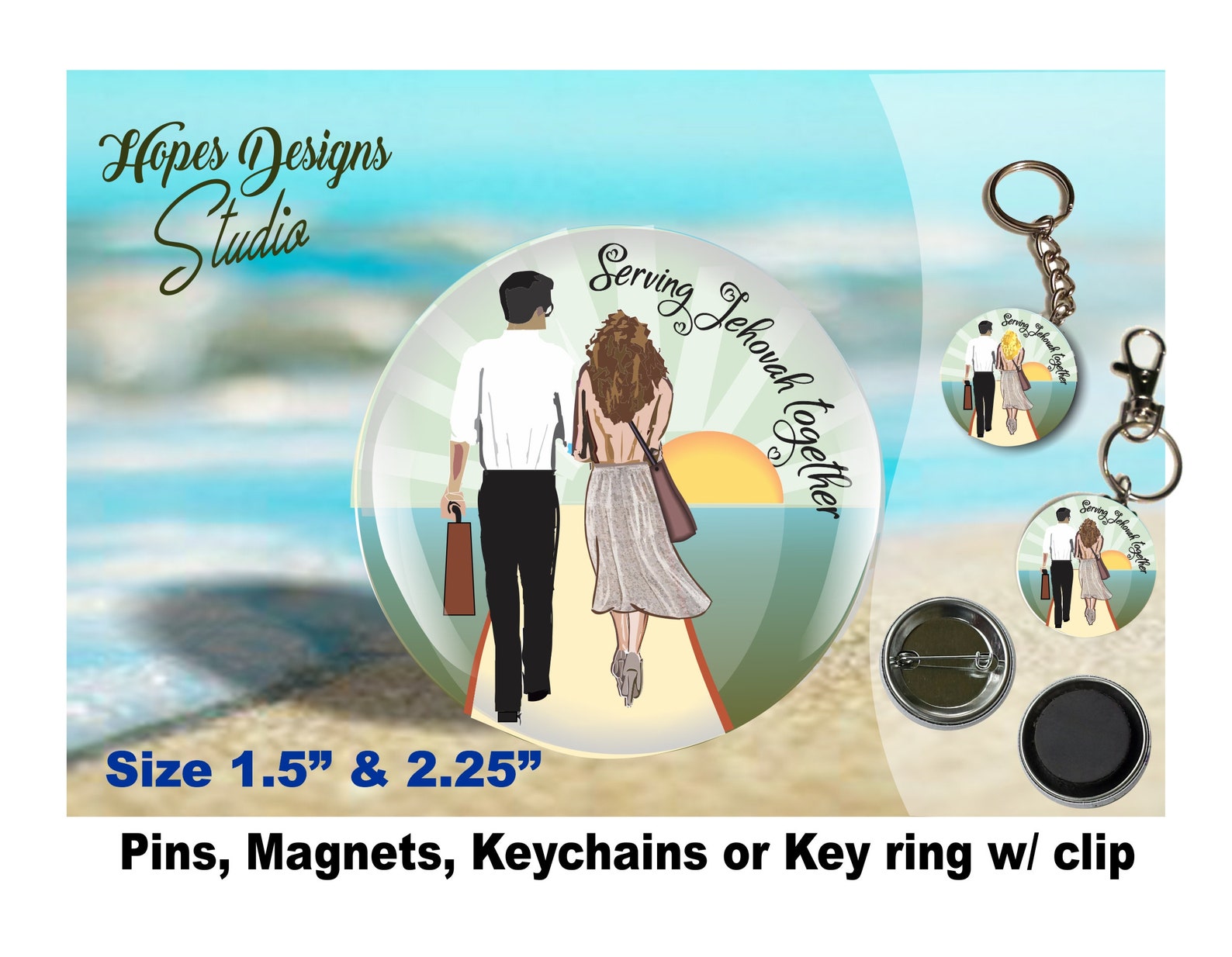 JW Gifts/serving Jehovah Together/1.5 & 2.25 Keychain,bag