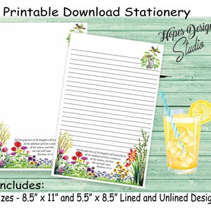 Cancelleria per lettere JW - file digitali PDF e WORD istantanei/design di fiori di campo e Orioles/forniture per ministeri JW - stampa a casa