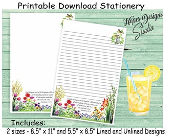 JW letter writing stationery - instant PDF & WORD digital files/wildflowers and Orioles design/jw ministry supplies - print at home