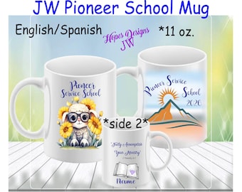 JW Pioneer School mug with 2 Timothy 4:5 - 2 designs - option to personalize - 11 oz ceramic - jw pioneer gift