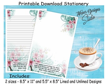 JW letter writing stationery - instant PDF & WORD digital files/floral design/jw ministry supplies - print at home