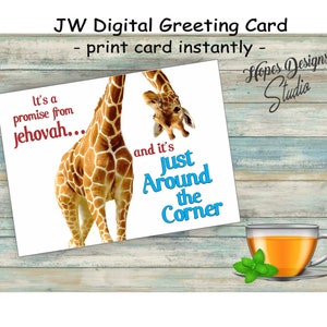 JW digital card - Just Around the Corner Giraffe - instant download/ /jw ministry supplies - print at home/PDF/digital file