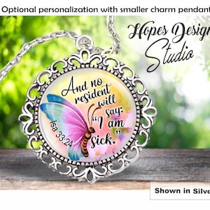 JW gifts/jw necklace &#39;And no residence will say I am sick.&#39; Isaiah 33:24/personalize option/convention/jw.org/baptism/pioneer/jw ministry