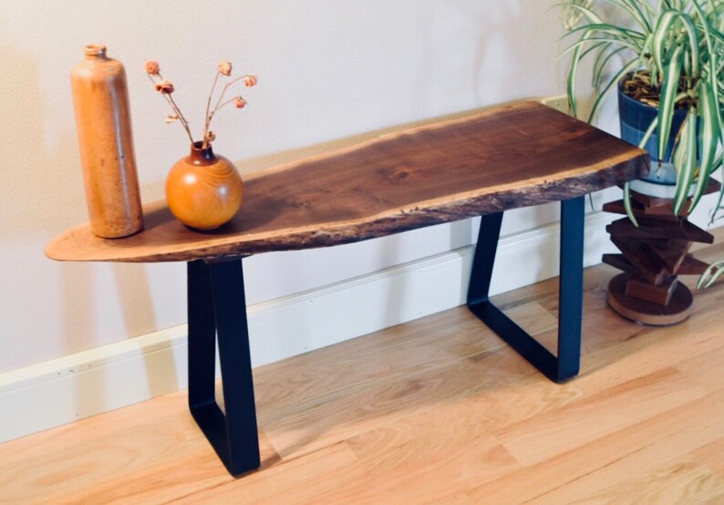 Walnut Bench Live Edge Entry Bench End Table Etsy