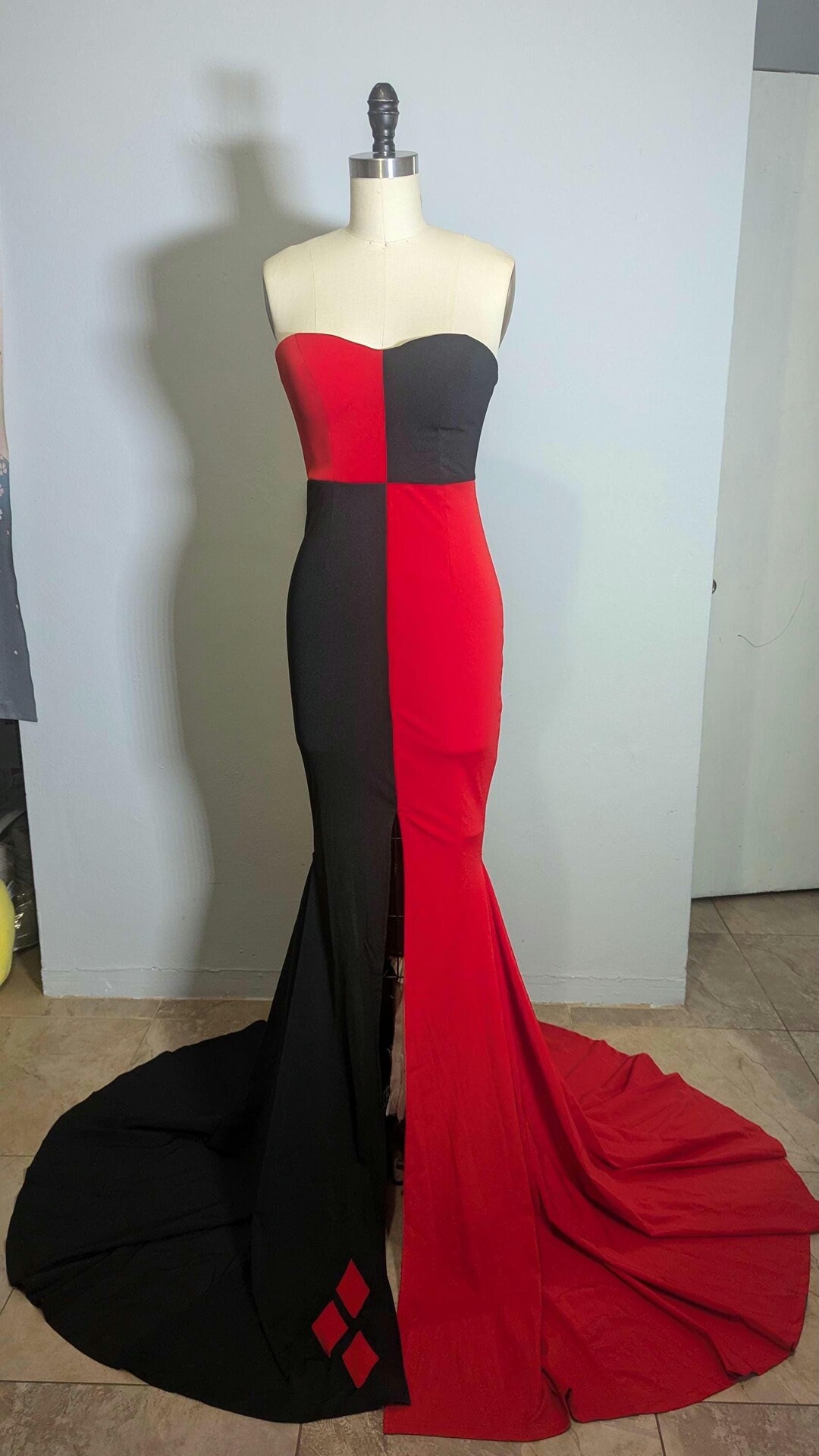 open lace back dress Suicide squad 2, Harley Quinn Full Length Red Dress, Harley Quinn Cosp –  Mermaidcosplay main image 1