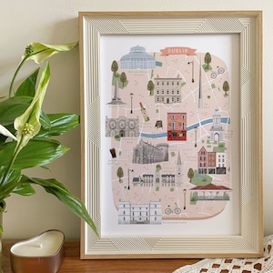 Carte de Dublin, carte illustrée de Dublin, affiche de Dublin, impression de Dublin, art de Dublin, illustration de Dublin, cadeau de Dublin, voyage de Dublin, art de l'Irlande