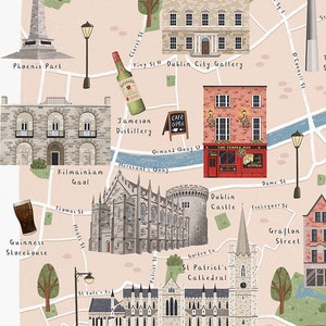 Dublin Map, Illustrated Map of Dublin, Dublin Poster, Dublin Print ...