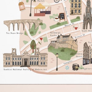 Edinburgh Map, Illustrated Map of Edinburgh, Edinburgh Print, Edinburgh Art, Scotland Travel ...