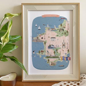 Carte du Pembrokeshire, carte illustrée du Pembrokeshire, impression d'art du Pembrokeshire, affiche de voyage du Pembrokeshire, Illustration du Pembrokeshire, Pays de Galles