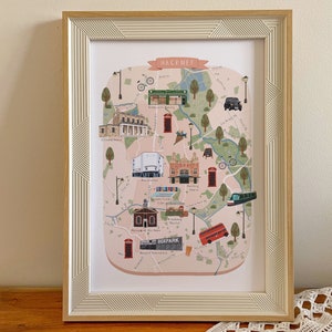 Hackney Karte, Illustrierte Karte von Hackney, Hackney Print, Hackney Art, East London Poster, Hackney Poster, Hackney Geschenk, East London Art