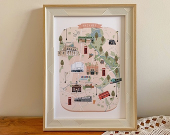 Hackney Map, Illustrated Map of Hackney, Hackney Print, Hackney Art, East London Poster, Hackney Poster, Hackney Gift, East London Art