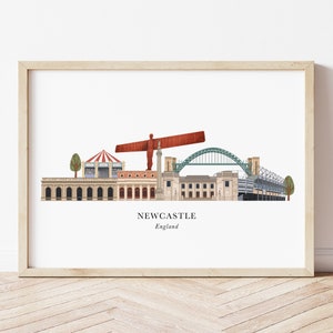 Newcastle Skyline Wall Art Print Poster. Home Decor City Landmark Tyne Bridge