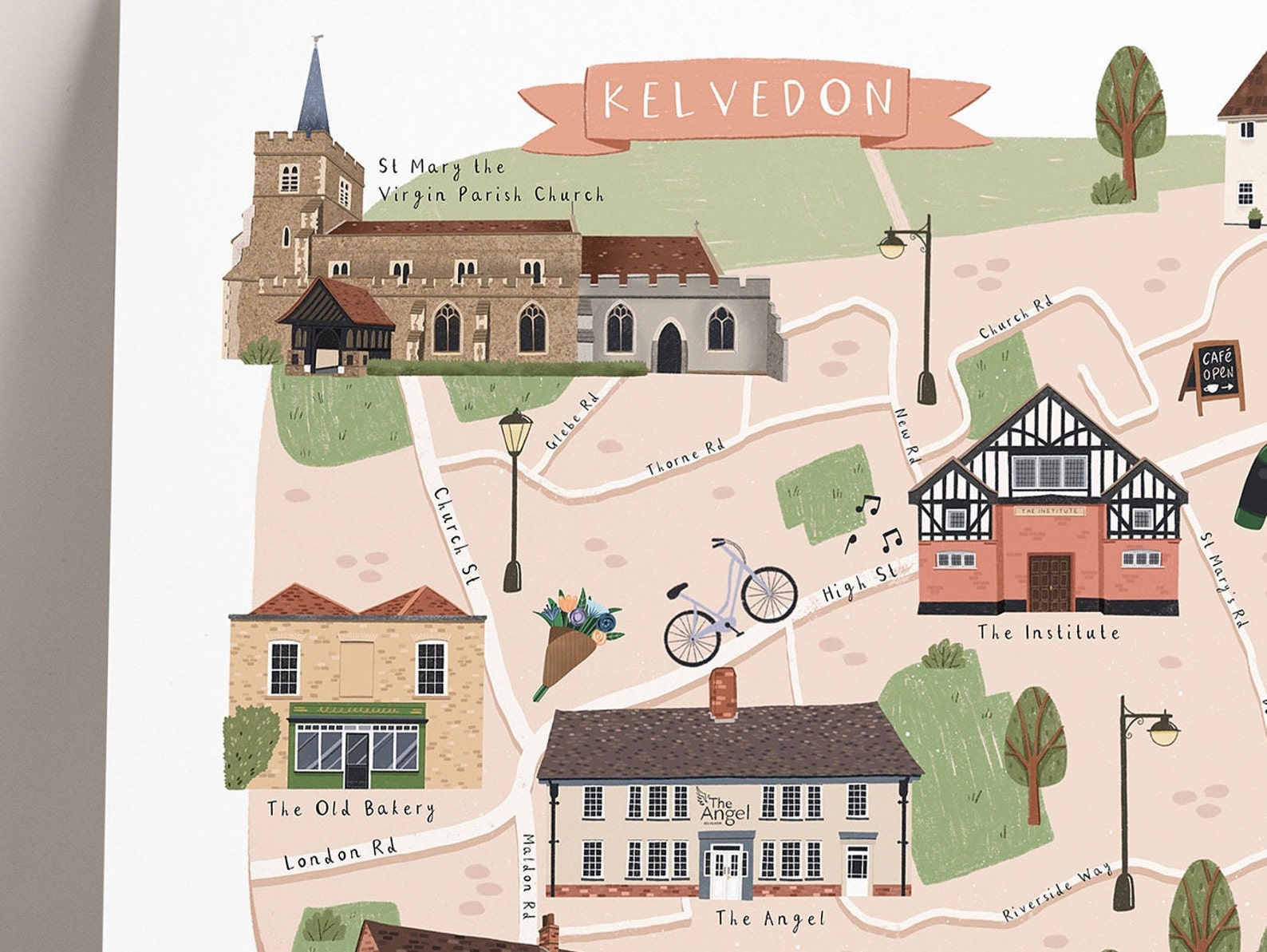 Kelvedon Map Illustrated Map of Kelvedon Kelvedon Poster Etsy