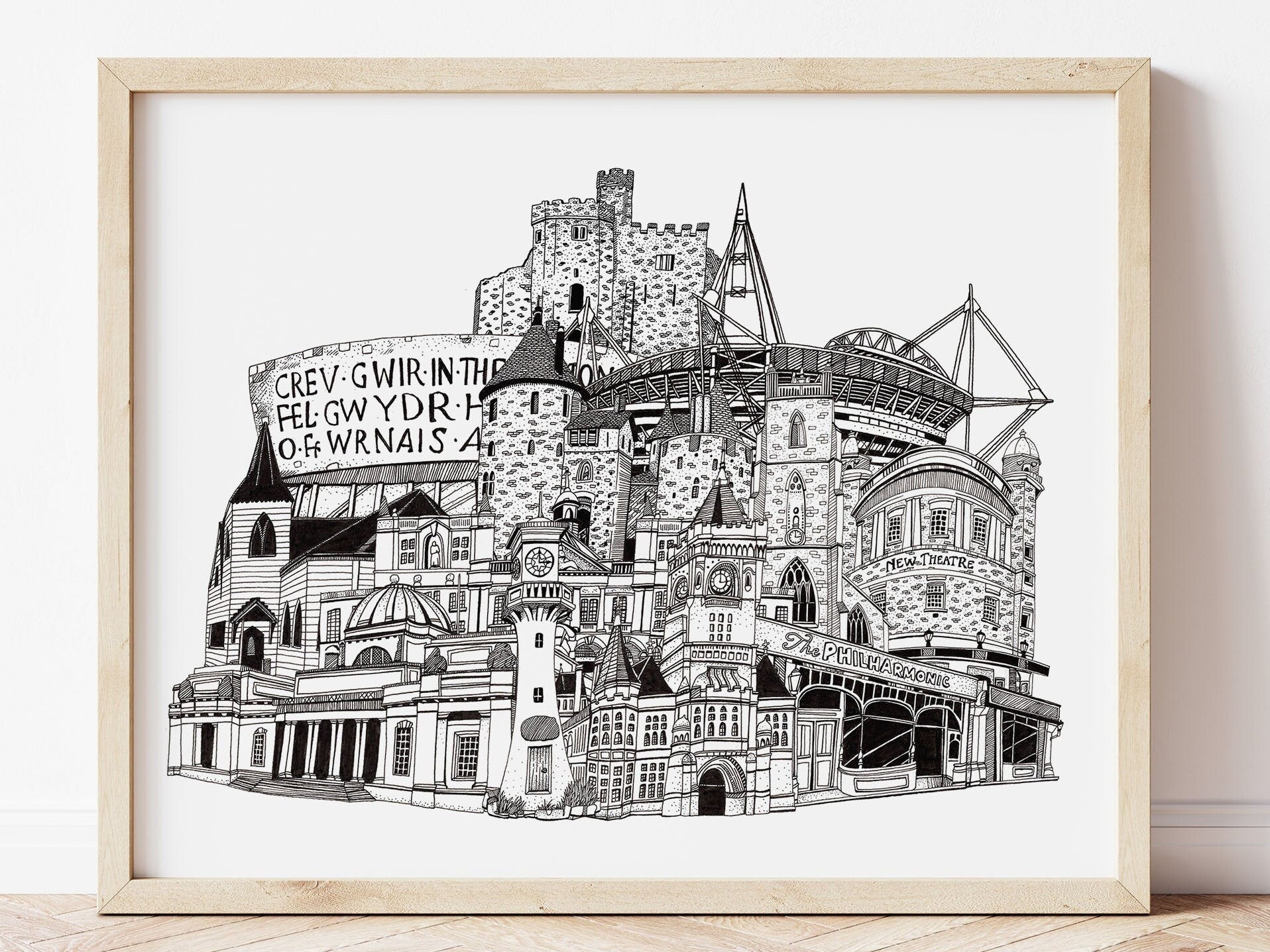 Cardiff Skyline Print Cardiff Landmarks Cardiff Cityscape Etsy UK