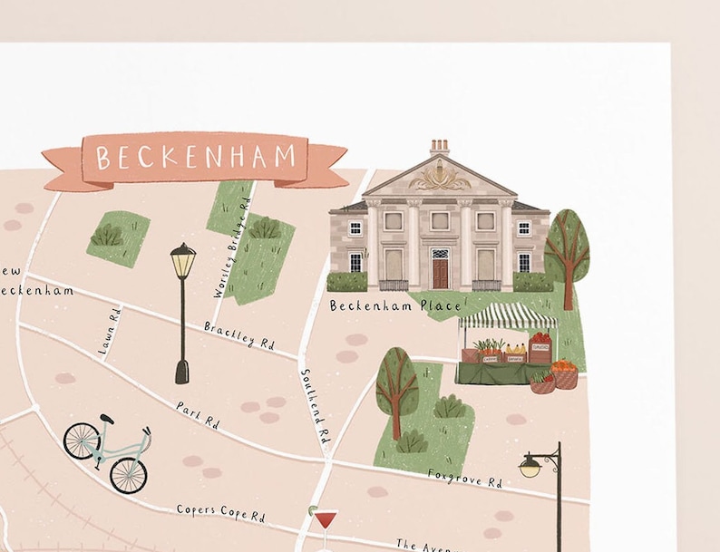 Beckenham Map, Illustrated Map of Beckenham, Beckenham Poster ...