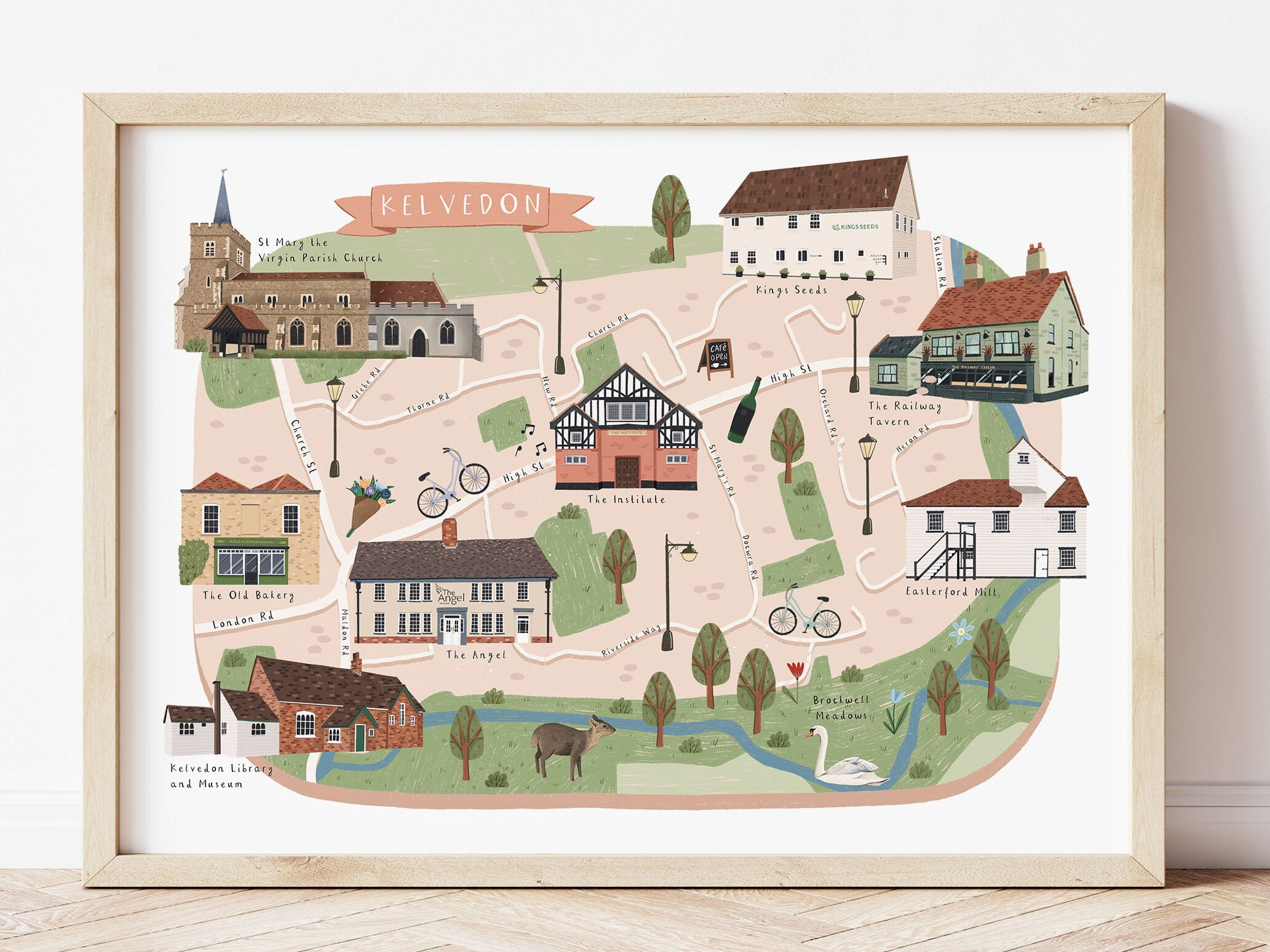 Kelvedon Map Illustrated Map of Kelvedon Kelvedon Poster Etsy UK